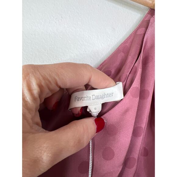 NWT Favorite Daughter Singles Table Polka Dot One Shoulder Maxi Dress Mauve - Picture 6 of 8